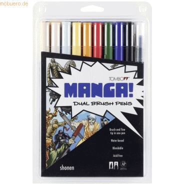 4003198101029 - Dual-Fasermaler ABT mit Rundspitze Pinselspitze 10 Stifte Manga