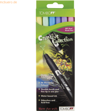 4901991567458 - Dual-Fasermaler ABT mit Rundspitze Pinselspitze VE=6 Farben pas