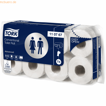 7322540861327 - TORK Kleinrollen Toilettenpapier Haushaltsrolle Tissue 2-lagig weiß VE 64 Rollen à 250 Blatt ab 21 VE