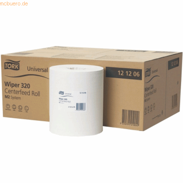 7310791210049 - Tork® Papierwischtücher 121206 2-lagig Innenabrollung M2 L 160 m x B 200 mm ⌀ 187 mm 6 Rollen á 160 m weiß 7310791210049 - Tork® Papierwischtücher 121206 2-lagig Innenabrollung M2 L 160 m x B 200 mm ⌀ 187 mm 6 Rollen á 160 m weiß