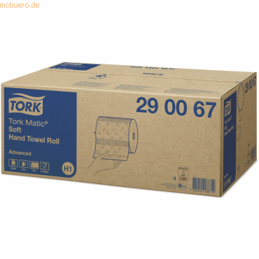 6 x Tork Rollenhandtuch Matic H1 21x24,5cm 2-lagig weiß 6x150m