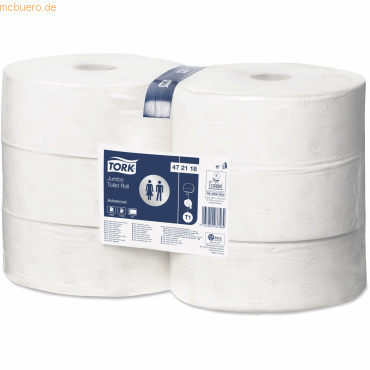 3133200037464 - Toilettenpapier Advanced Jumbo Rolle 2-lagig 95cmx380m weiß VE=6