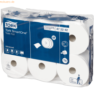 Tork Toilettenpapier Advanced SmartOne T8 2-lagig 13,4cmx207m weiß VE=