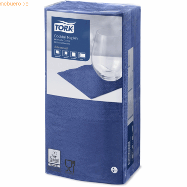 7322540773187 - Serviette Cocktail Tissue 2lagig 14 Falz 24 x 24 cm blau 7322540773187 TORK 200 Stück