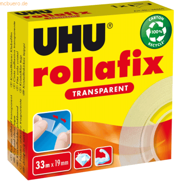 4026700362657 - 12 x Uhu Klebefilm rollafix Transparent Nachfüllrolle 33mx19mm transap