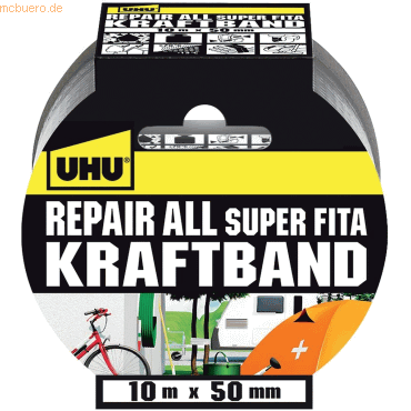 6 x Uhu Klebeband Kraftband Repiar All Super Fita 10mx50mm schwarz