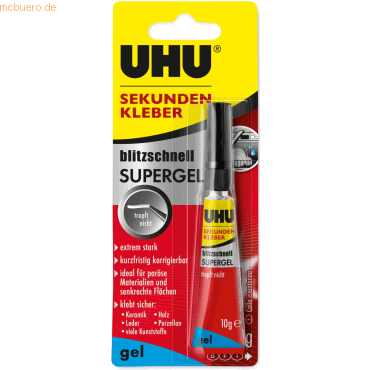 6 x Uhu Sekundenkleber blitzschnell Supergel Tube 10g