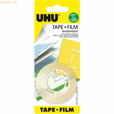 4026700375053 - 12 x Uhu Klebefilm Tape Film 15mmx33m transparent VE=2 Stück