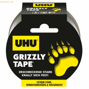 6 x Uhu Fixierband Grizzly Tape PE 49mmx10m silber