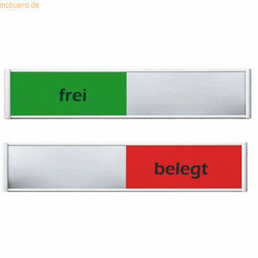 4024158338316 - Türschild Frei   Belegt 314578 Aluminium Silber 180 x 36 mm