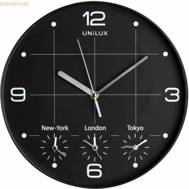Unilux Wanduhr On Time Kunststoff 30 cm schwarz