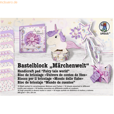 4008525222422 - 5 x Bastelblock Märchenwelt 300g qm 24x34cm VE=16 Blatt so