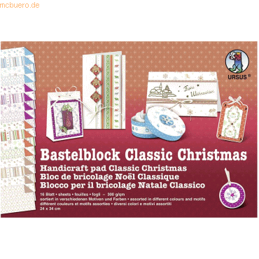 4008525727873 - 5 x Bastelblock Classic Christmas 300g qm 24x34cm VE=16 Bl