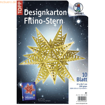 Ludwig Bähr Designkarton Filino-Stern Starlight 200g/qm 21x29,7cm gold