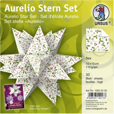 4008525142133 - Faltblätter Aurelio Stern Ilex110g qm 15x15cm weiß rot grü 4008525142133 - Faltblätter Aurelio Stern Ilex110g qm 15x15cm weiß rot grü