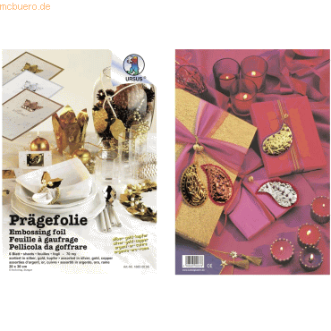 4008525002376 - 10 x Prägefolie 70my 20x30cm VE=6 Blatt 3 Farben sortiert 4008525002376 - 10 x Prägefolie 70my 20x30cm VE=6 Blatt 3 Farben sortiert