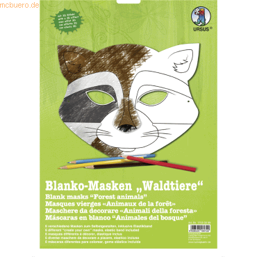 4008525164722 - 5 x Masken blanko VE=6 Stück Waldtiere