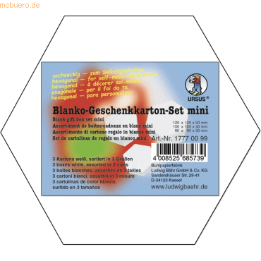 4008525685739 - Geschenkkarton-Set sechseckig blanko VE=3 Stück 4008525685739 - Geschenkkarton-Set sechseckig blanko VE=3 Stück