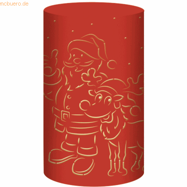 4008525192558 - 5 x Silhouetten-Tischlicht Filigrano Weihnachtsmann rot
