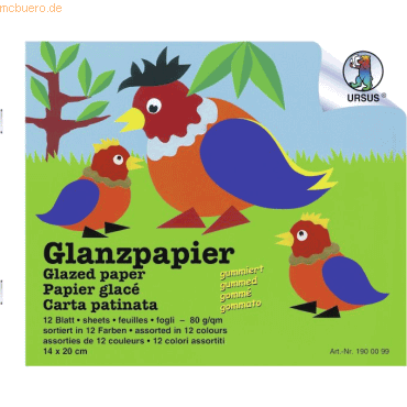 4008525223283 - 25 x Glanzpapier-Heft gummiert 80g qm 14x20cm VE=12 Farben 4008525223283 - 25 x Glanzpapier-Heft gummiert 80g qm 14x20cm VE=12 Farben