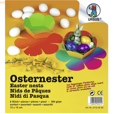 4008525900214 - Regenbogen-Fotokarton Ostenest 15x15cm 6-eckig VE=8 Stück