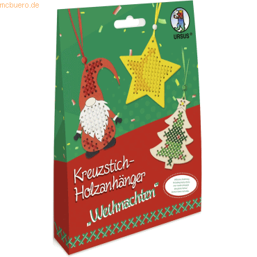 4008525244554 - 5 x Kreuzstich-Holzanhänger Weihnachten Bastelset VE=3 Stü