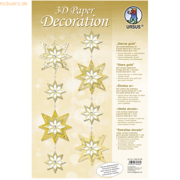 4008525346432 - Bastelset 3D Paper Decoration Sterne gold 4008525346432 - Bastelset 3D Paper Decoration Sterne gold