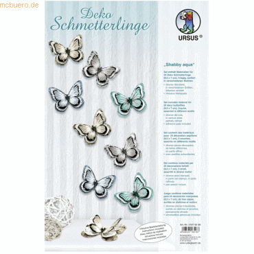 4008525165187 - Deko Schmetterlinge Shabby aqua Set für 24 Deko Schmette