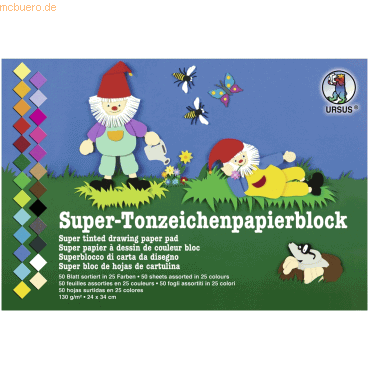 4008525706649 - 5 x Tonpapier Block Super 130g qm 24x34cm VE=50 Blatt 25 F