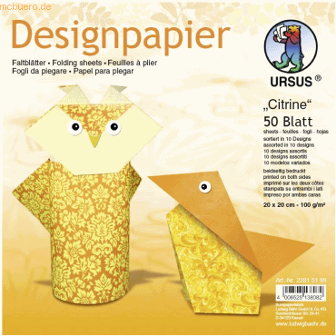 4008525138082 - Desinpapier Faltblätter Citrine 100g qm 20x20cm VE=50 Bl