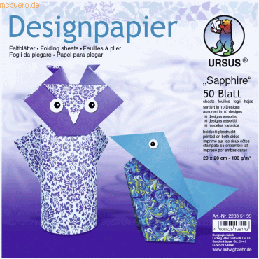 4008525138143 - Desinpapier Faltblätter Sapphire 100g qm 20x20cm VE=50 B