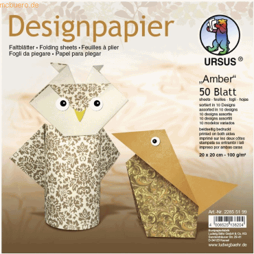 4008525138228 - Desinpapier Faltblätter Amber 100g qm 10x10cm VE=50 Blat