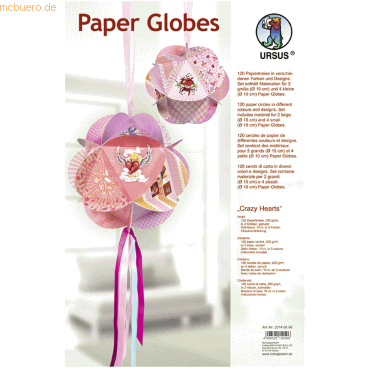 Ludwig Bähr Paper Globes VE=6 Stück Crazy Hearts