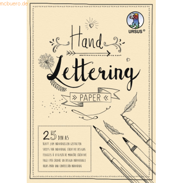 10 x Ludwig Bähr Handlettering Paper 210g/qm A5 25 Blatt creme