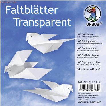 4008525240846 - URSUS 100 Faltblätter Transparentpapier 14 x 14 cm weiß