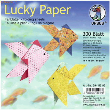 4008525140078 - Faltblätter Lucky Paper 80g qm 15x15cm 20 Designs VE=300 B