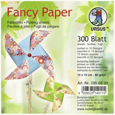 4008525140115 - Faltblätter Fancy Paper 80g qm 10x10cm 15 Designs VE=300 B