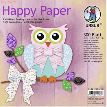 4008525159827 - Faltblätter Happy Paper 80g qm 20x20cm 8 Designs VE=300 Bl 4008525159827 - Faltblätter Happy Paper 80g qm 20x20cm 8 Designs VE=300 Bl