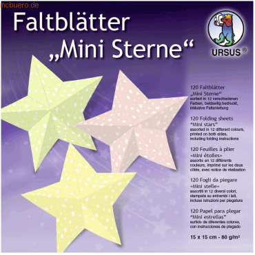 4008525233091 - Faltblätter Mini Sterne 80g qm 15x15cm 12 Farben VE=120 Bl