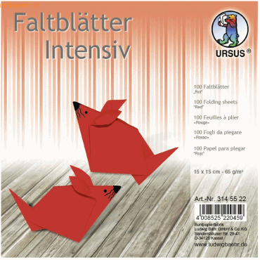 4008525220459 - Faltblätter Intensiv Uni 15x15cm VE=100 Blatt rot