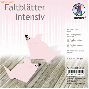 4008525234920 - Faltblätter Intensiv Uni 15x15cm VE=100 Blatt altrosa