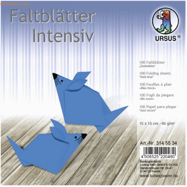 4008525220480 - Faltblätter Intensiv Uni 15x15cm VE=100 Blatt dunkelblau