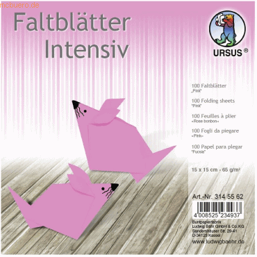 4008525234937 - Faltblätter Intensiv Uni 15x15cm VE=100 Blatt pink