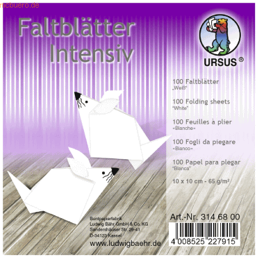 4008525227915 - Faltblätter Intensiv Uni 10x10cm VE=100 Blatt weiß