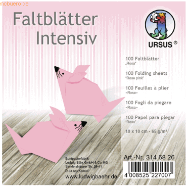 4008525227007 - Faltblätter Intensiv Uni 10x10cm VE=100 Blatt rosa