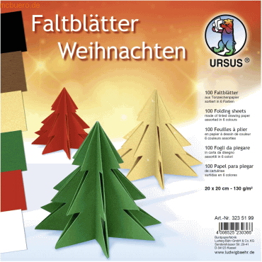 4008525230366 - Faltblätter Weihnachten 130g qm 20x20cm VE=100 Blatt 6 Far