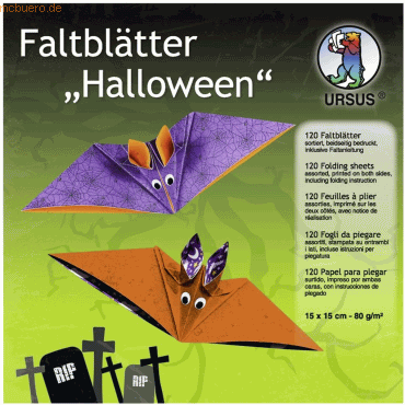4008525204190 - Faltblätter Halloween 80g qm 15x15cm VE=120 Blatt 10 Mot 4008525204190 - Faltblätter Halloween 80g qm 15x15cm VE=120 Blatt 10 Mot