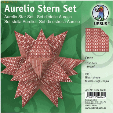 4008525206941 - Faltblätter Aurelio Stern Delta weiß rot 15x15cm 4008525206941 - Faltblätter Aurelio Stern Delta weiß rot 15x15cm