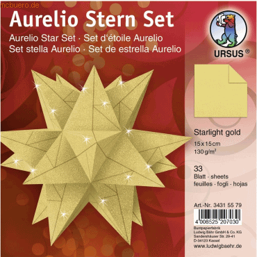 4008525207030 - Faltblätter Aurelio stern Starlight 120g qm gold matt 15x1 4008525207030 - Faltblätter Aurelio stern Starlight 120g qm gold matt 15x1