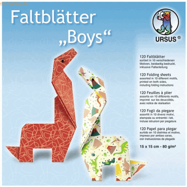 4008525231479 - Faltblätter Boys 80g qm 15x15cm 10 Designs VE=120 Blatt